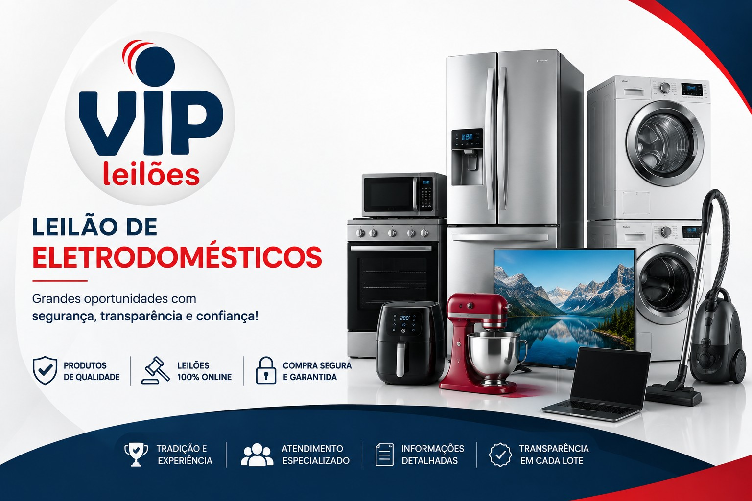Lote de eletrônicos e eletrodomésticos da VIP Leilões